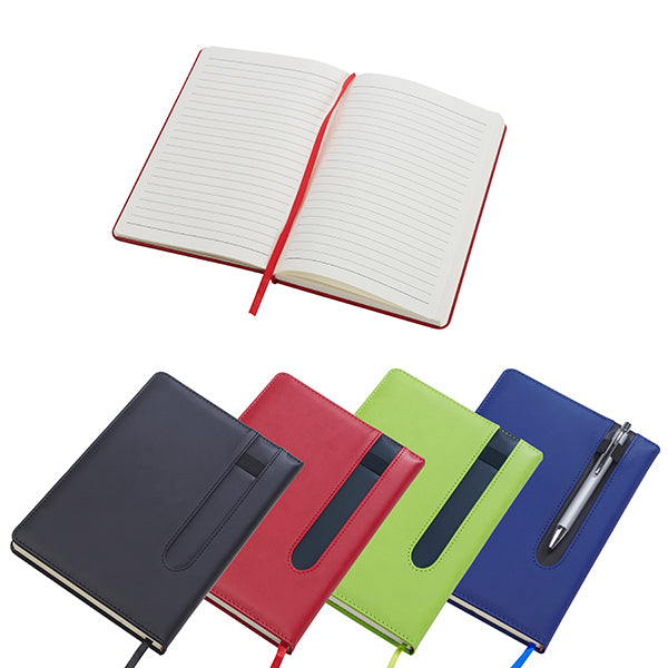 מחברת עסקים A5 עם מקום לעט בחזית