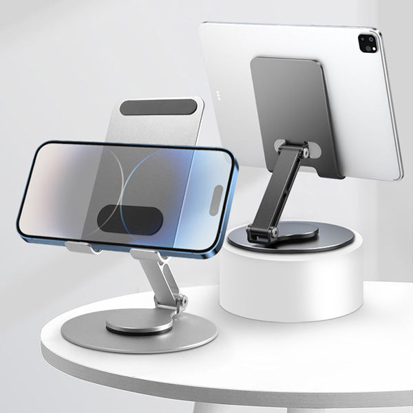 מעמד מתכתי מתכוונן לטלפון נייד וטאבלט עם זרוע מסתובבת 360
