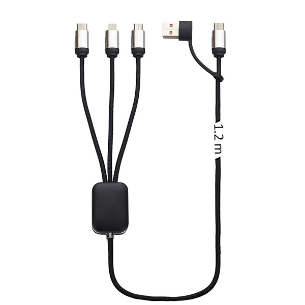 כבל טעינה 5 ב-1 מהיר במיוחד 5A תואם Type-C/iPhone/Android