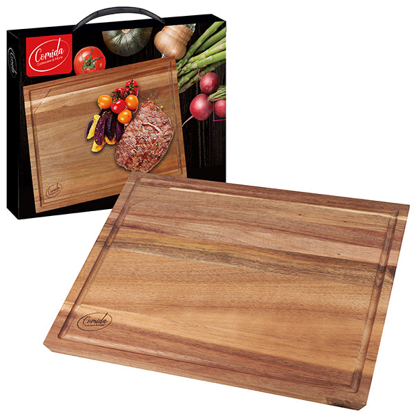 "Comida" לוח חיתוך עץ איכותי ACACIA עם שוליים משופעים