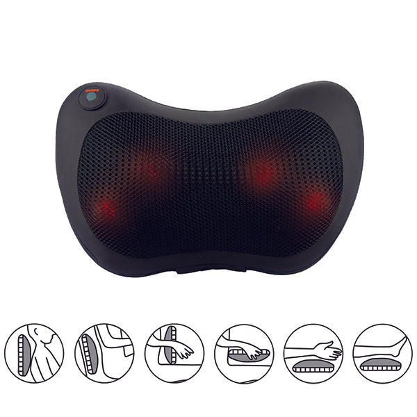 כרית מסג´ שיאצו מחממת לרכב ולבית בעלת 8 ראשי עיסוי