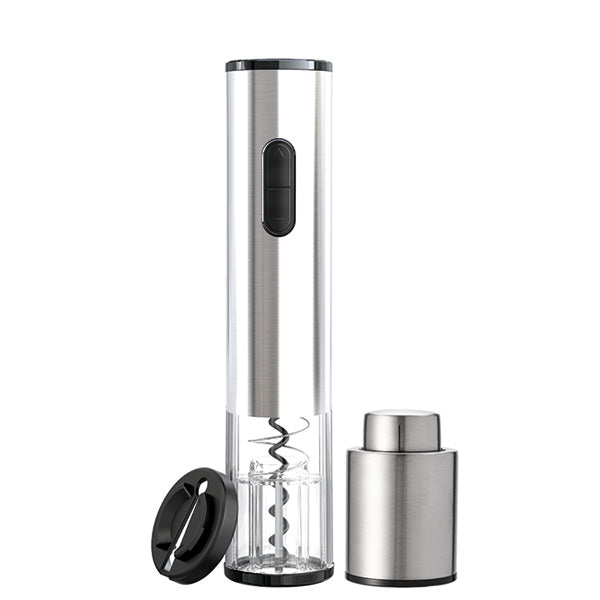 סט פותחן חשמלי נירוסטה ומשאבת וואקום לבקבוקי יין