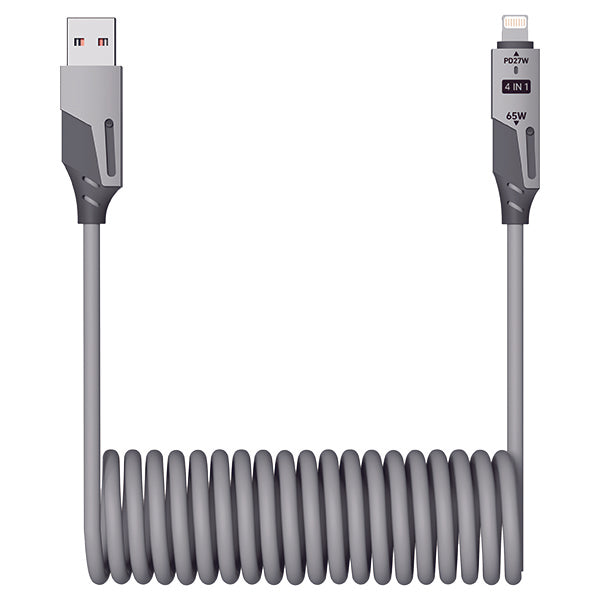 כבל טעינה 4 ב-1 מהיר במיוחד 60W/27W ספירלה תואם Type-C/iOS/Android כולל DATA