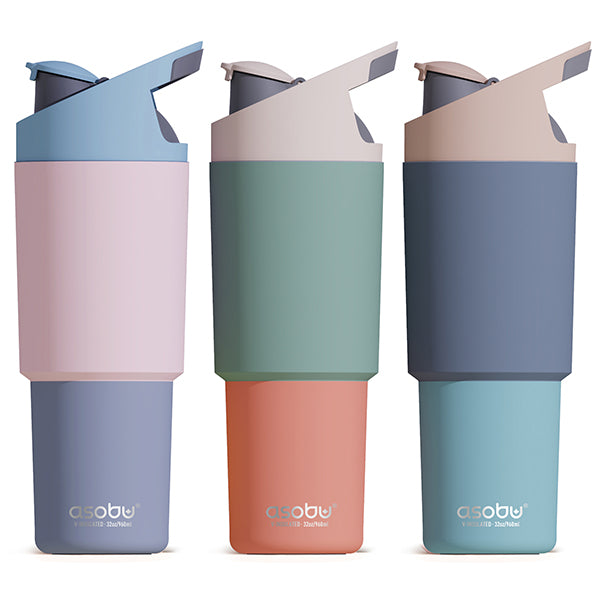 COSMIC ספל תרמי נירוסטה ענק חם/קר 960 מ"ל עם קש סיליקון מבית ASOBU