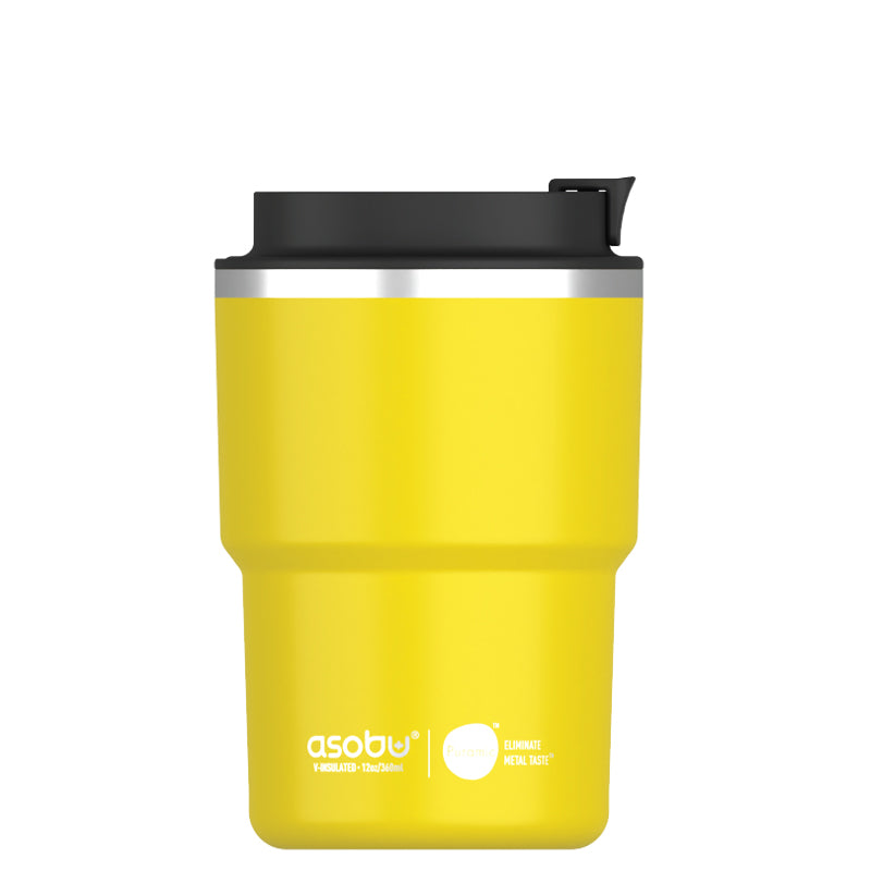 Coffee Express ספל תרמי נירוסטה ציפוי קרמי פנימי PURAMIC מכסה Anti Spill למניעת נזילה 360 מ"ל מבית ASOBU