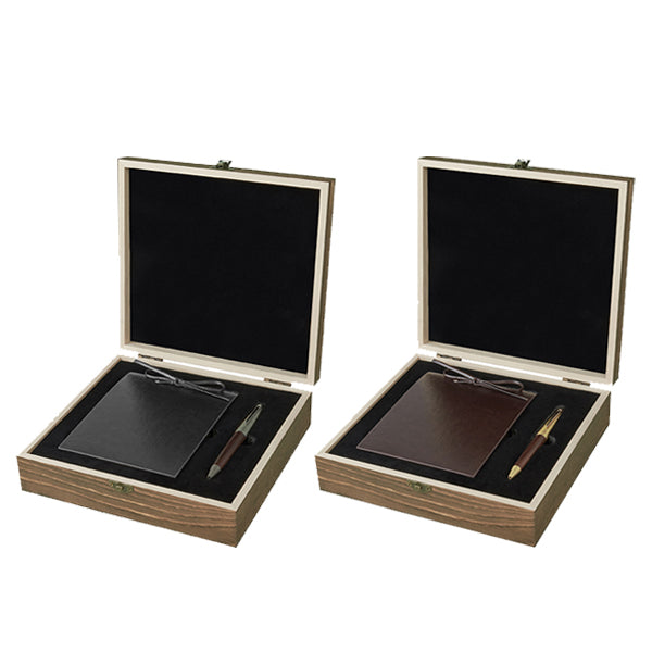 ערכת מתנה מהודרת הכוללת עט X-PEN / בלוק ממו במארז עץ מבית המותג גבעוני