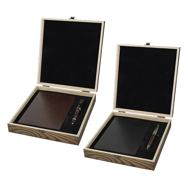 ערכת מתנה מהודרת הכוללת עט X-PEN מחברת עסקים במארז עץ מבית המותג גבעוני