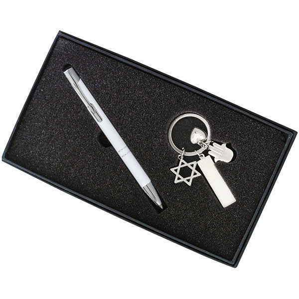 מארז מחזיק מפתחות חמסה / לב / מגן דוד / לוחית + מקום לעט