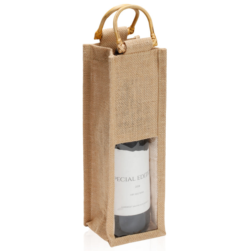 ברקן תיק יוטה לבקבוק יין