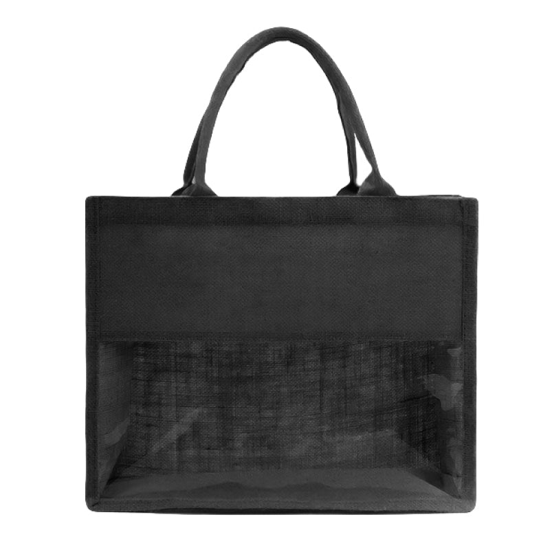 ויסטה תיק יוטה בשילוב PVC - שחור