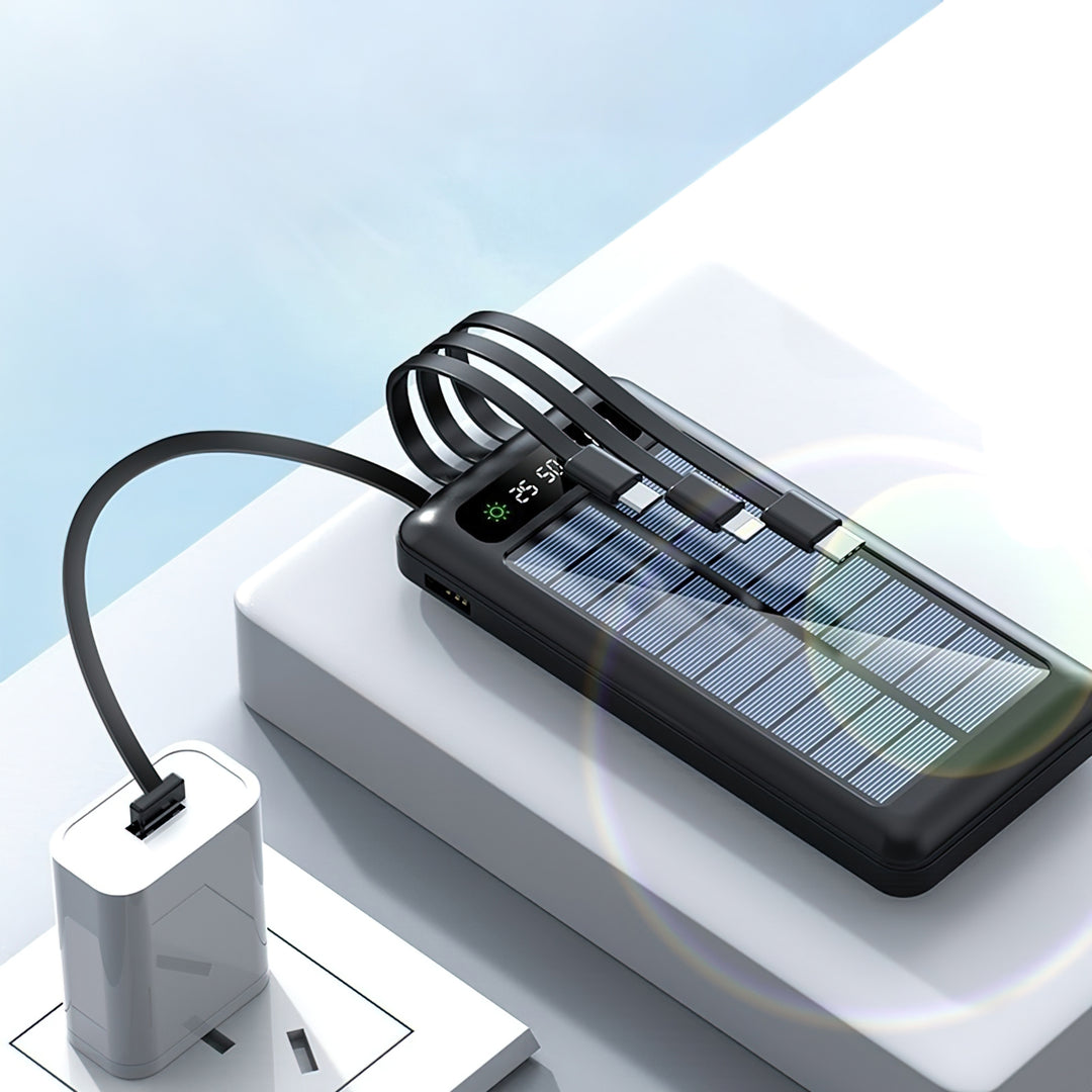 סולארי מטען נייד עם פאנל סולארי - שחור